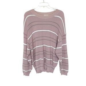 Aritzia Wilfred Striped Sweater Oversized Pink Gray White